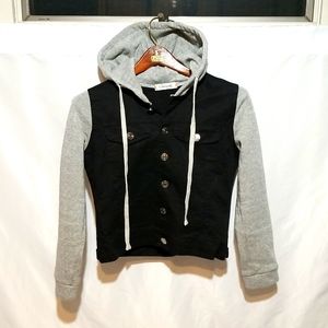 Hybrid Sweater and Jean Styled Hoodie Jacket - Small